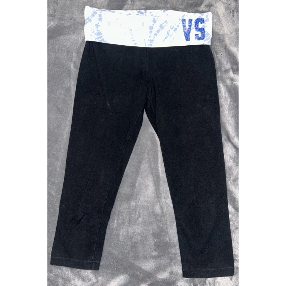 💙🩵 Victoria's Secret Fold-over Sequin Leggings with Tie Dye Waistband